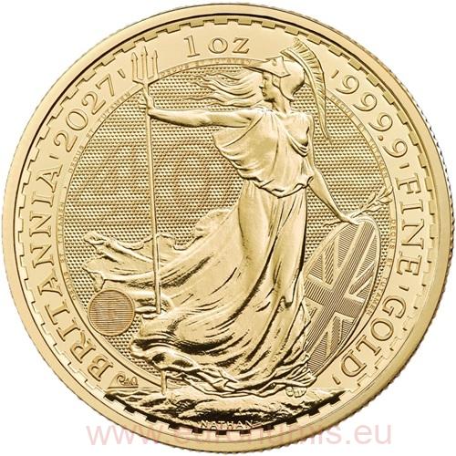 100 Pounds 2027 Anglicko BU 1 Oz Au, Britannia - 40th Anniversary
