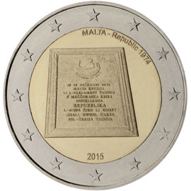 2 euro 2015 Malta cc.UNC Vyhlásenie Maltskej republiky