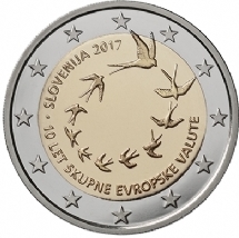 2 euro 2017 Slovinsko cc.UNC, výročie zavedenia eura v Slovinsku