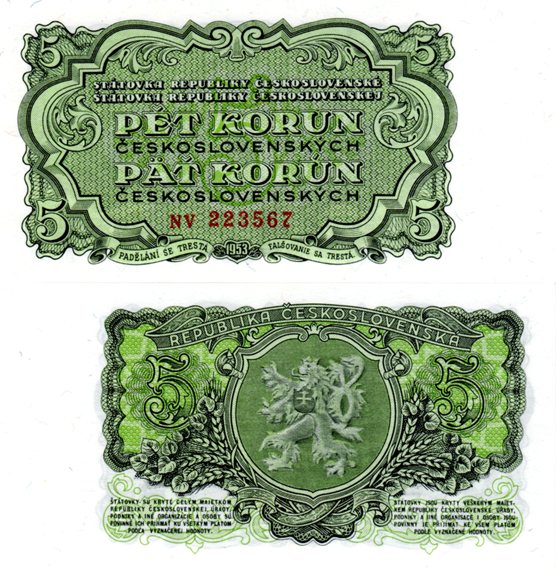 5 Korún 1953 Československo UNC séria NV