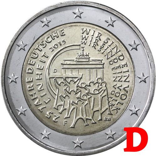 2 euro 2015 D Nemecko cc.UNC, zjednotenia Nemecka