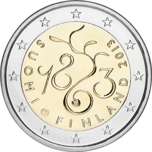 2 euro 2013 Fínsko cc.UNC, výročie fínskeho parlamentu