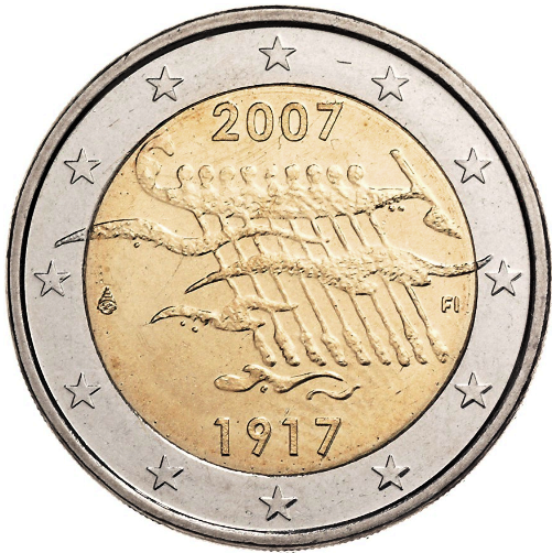 2 euro 2007 Fínsko cc.UNC, nezávislosť Fínska