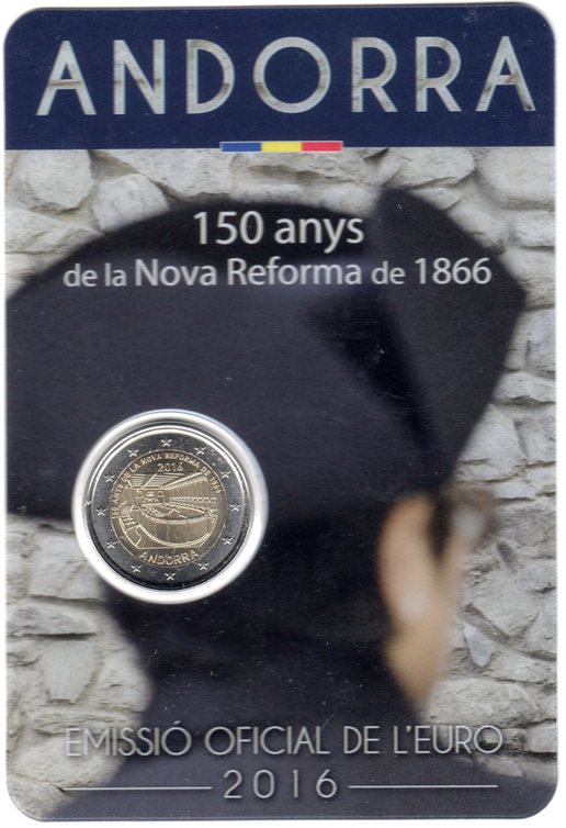 2 euro 2016 Andorra BU karta , reformy z roku 1866