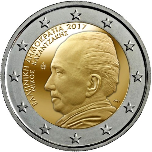 2 euro 2017 Grécko cc.UNC, Nikos Kazantzakis