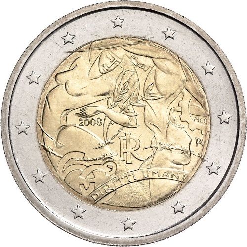 2 euro 2008 Taliansko cc.UNC, deklarácia ľudských práv