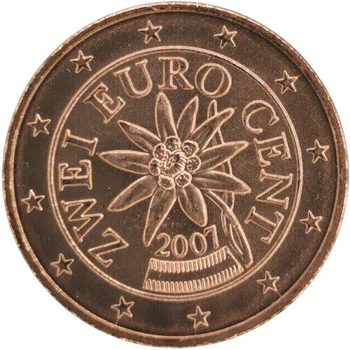 2 cent 2007 Rakúsko ob.UNC