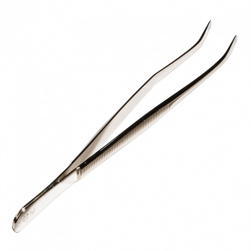 Pinzeta na známky 42 de-luxe, 12 cm, zahnutá, lopatková, s obalom (PI42)