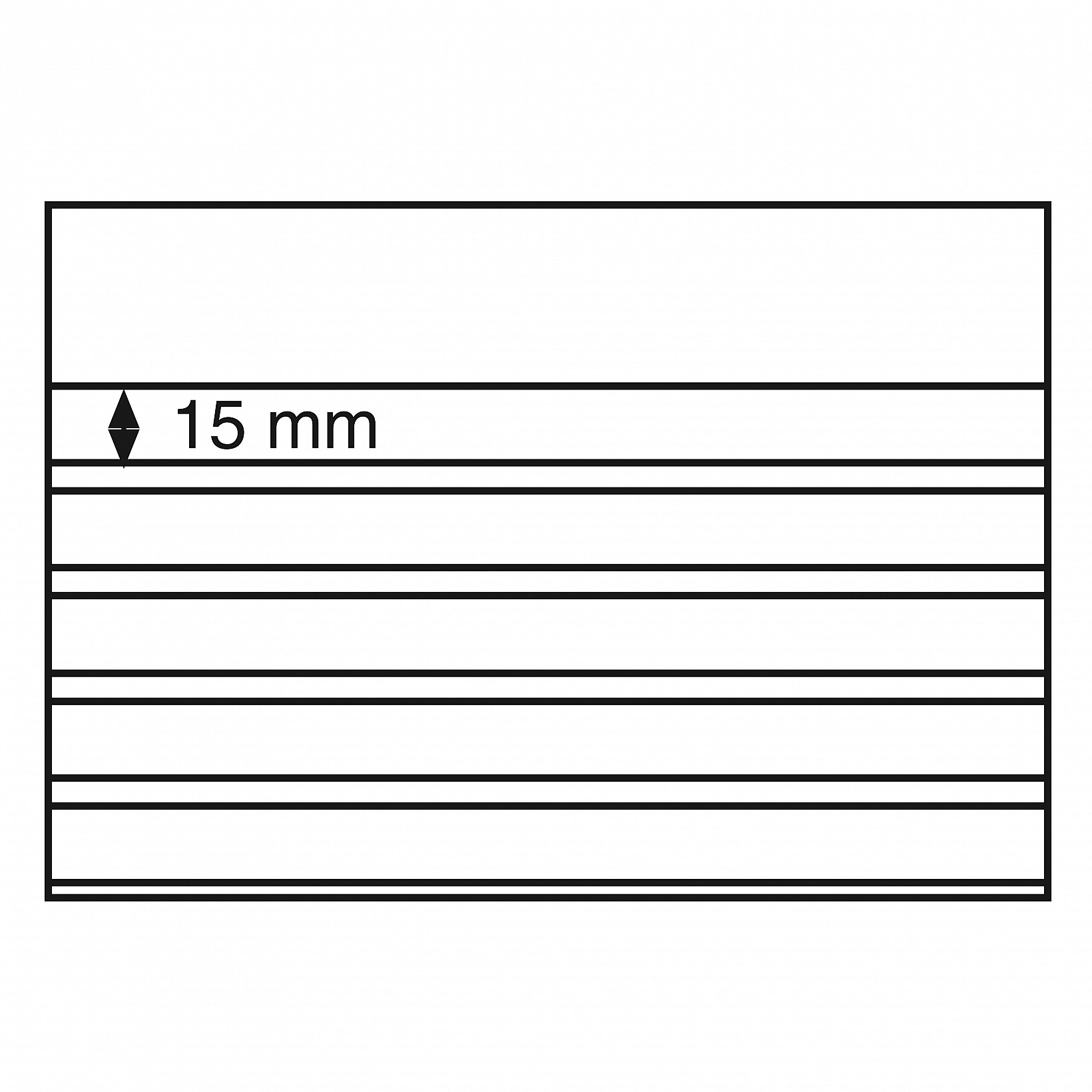 Štandartné PVC karty, 210x148mm, 5 číre pásy s krycím listom, čierne,50ks/bal