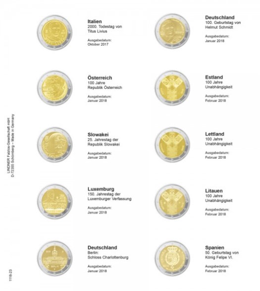 Doplňujúci list č.23 pre album Lindner 2 euro  (1118-23)
