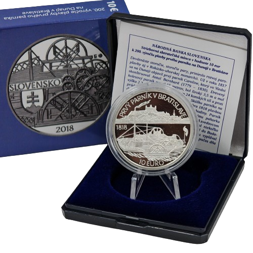 10 euro 2018 Slovensko PROOF, Plavba prvého parníka na Dunaji
