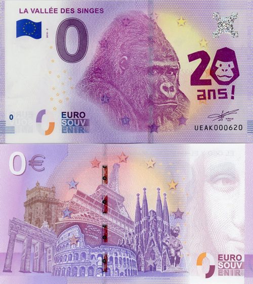0 euro suvenír 2018/2 Francúzsko UNC La Vallee Des Singes