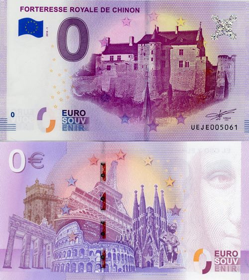 0 euro suvenír 2018/1 Francúzsko UNC Forteresse Royale De Chinon