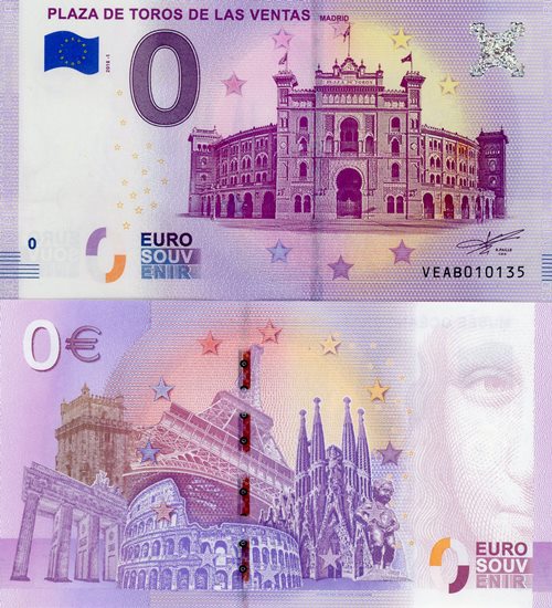 0 euro suvenír 2018/1 Španielsko UNC Plaza De Toros De Las Ventas