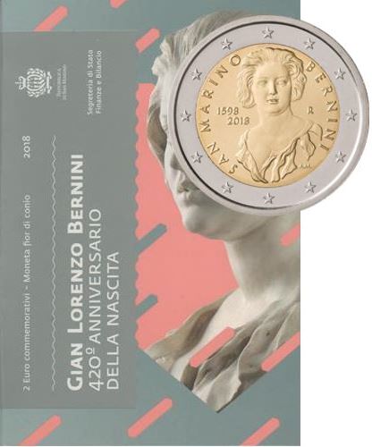 2 euro 2018 San Maríno BU karta , Bernini