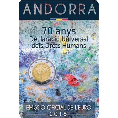2 euro 2018 Andorra BU karta , deklarácia ľudských práv