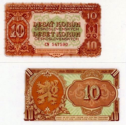 10 Korún 1953 Československo UNC séria CN