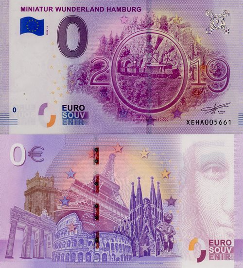 0 euro suvenír 2019/6 Nemecko UNC Miniatur Wunderland Hamburg