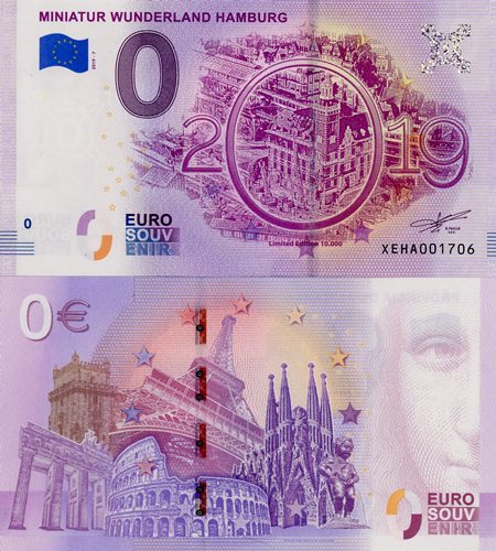 0 euro suvenír 2019/7 Nemecko UNC Miniatur Wunderland Hamburg 