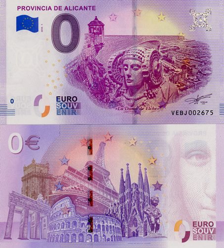 0 euro suvenír 2018/1 Španielsko UNC Provincia De Alicante