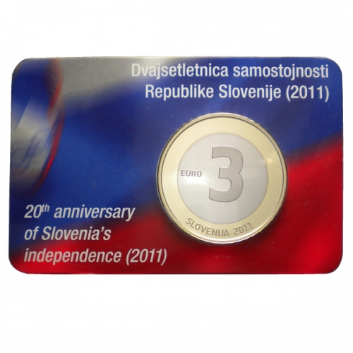 3 euro 2011 Slovinsko cc.card PROOF  20 rokov Slovinskej Republiky