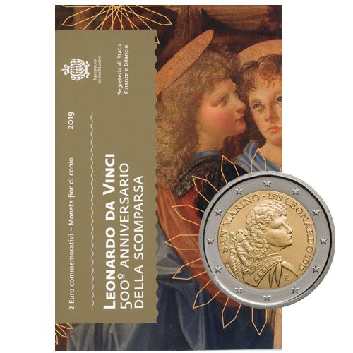 2 euro 2019 San Maríno BU karta , Leonardo da Vinci