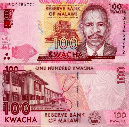 100 Kwacha 2017 Malawi UNC séria BG 