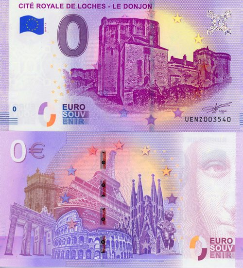 0 euro suvenír 2019/2 Francúzsko UNC Cité Royale De Loches - Le Donjon