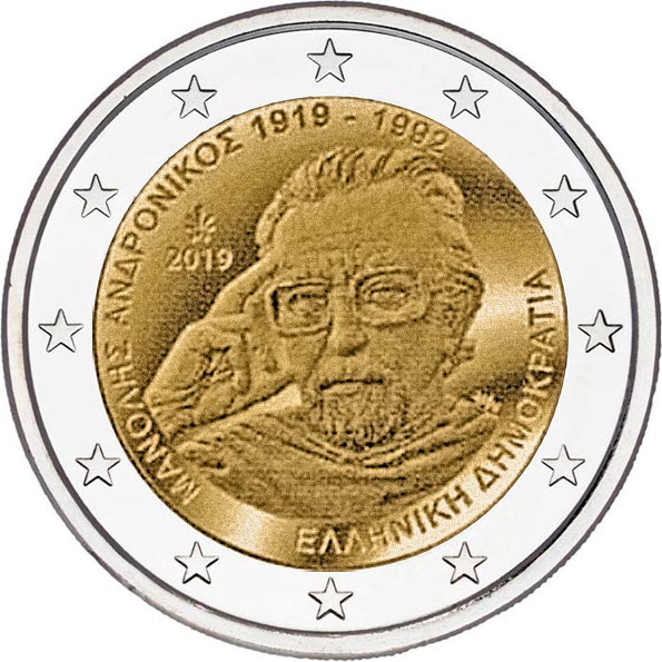 2 euro 2019 Grécko cc.UNC, Manolis Andronikos