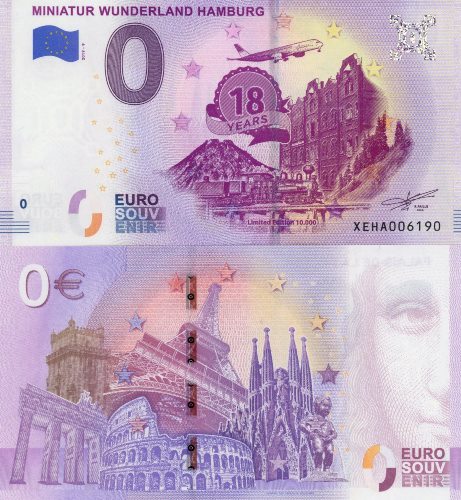 0 euro suvenír 2019/9 Nemecko UNC Miniatur Wunderland Hamburg