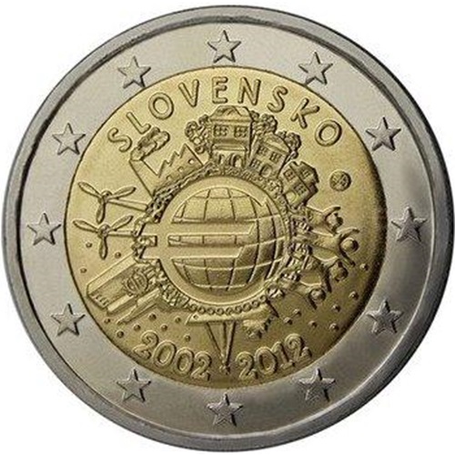 2 euro 2012 Slovensko cc.UNC, 10 Rokov Euro Meny