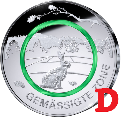 5 euro 2019 "D" Nemecko UNC mierne pásmo 