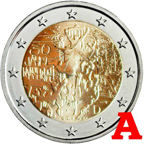 2 euro 2019 A Nemecko cc.UNC, Berlínský múr