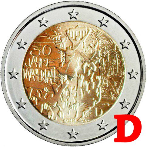 2 euro 2019 D Nemecko cc.UNC, Berlínský múr