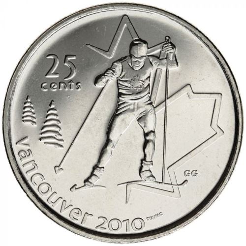 25 Cent 2009 Kanada UNC Cross Country Skiing