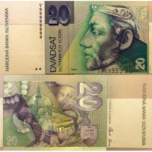 20 Korún Slovensko (pozlátená replika 24 k GOLD)