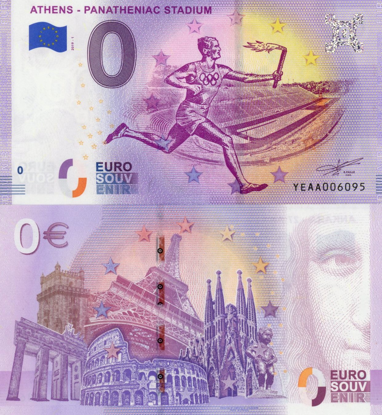 0 euro suvenír 2019/1 Grécko UNC Athens - Panatheniac Stadium