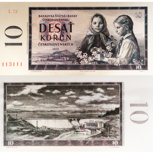 10 Korún 1960 Československo (postriebrená replika)
