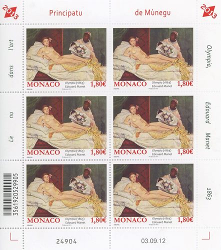 Známky, Hárček, Monako 2012, Eduard Manet, Olympia