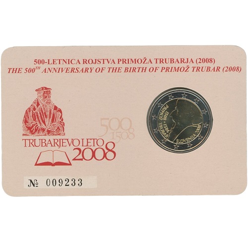 2 euro 2008 Slovinsko cc.PROOF karta Primož Trubar 