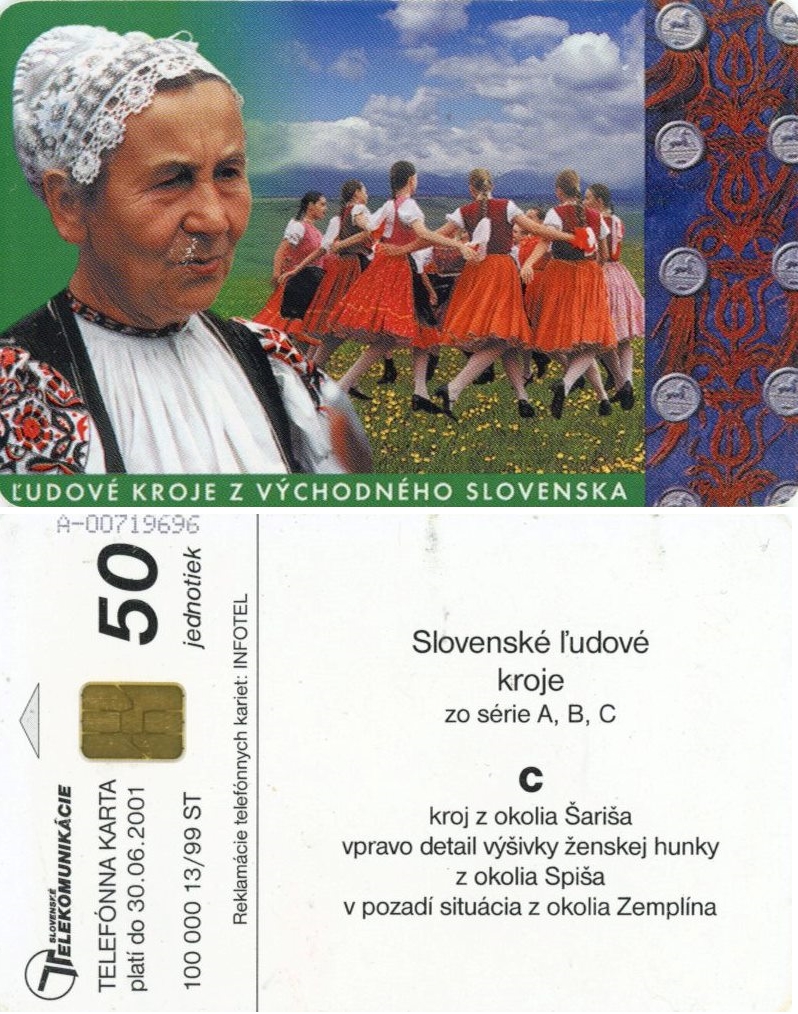 Tel.Karta, 1999 Slovensko, ST, ľudové kroje z východného Slovenska 