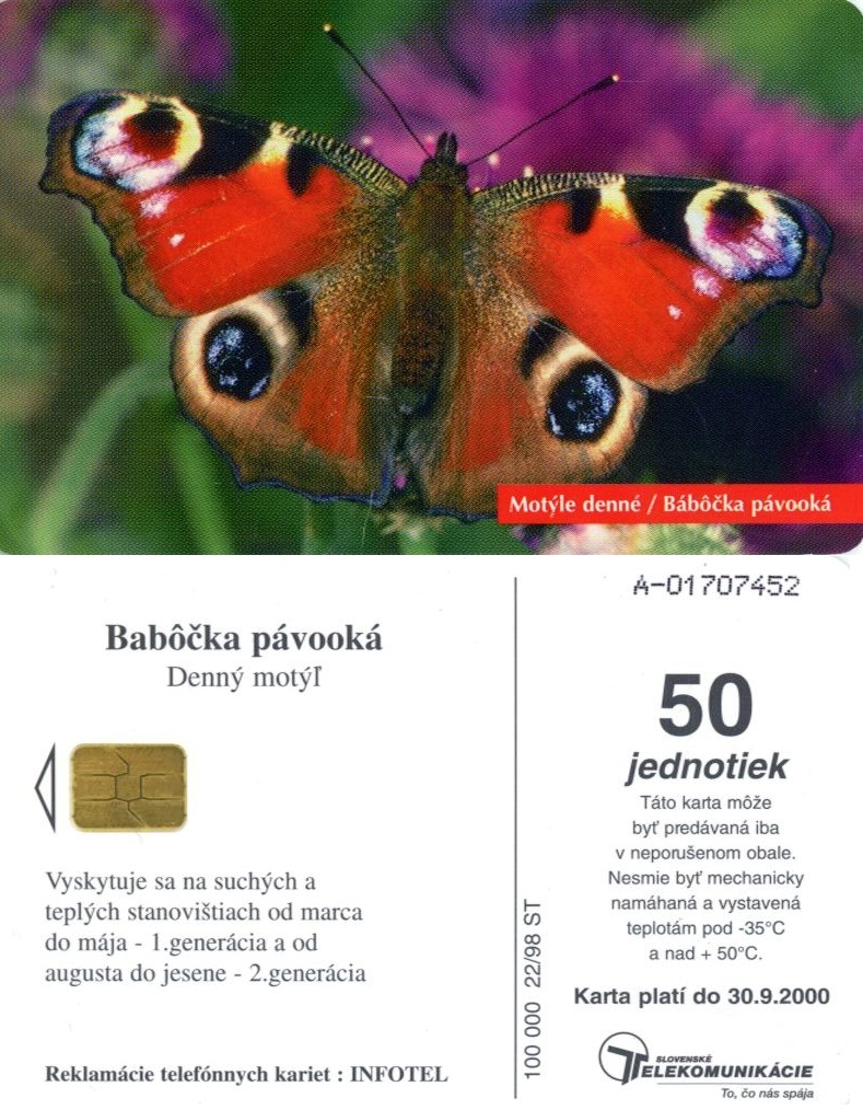 Tel.Karta, 1998 Slovensko, ST, Babôčka pávooká 