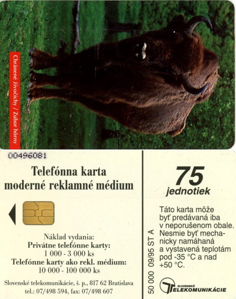 Tel.Karta, 1995 Slovensko, ST, Zubor hôrny 