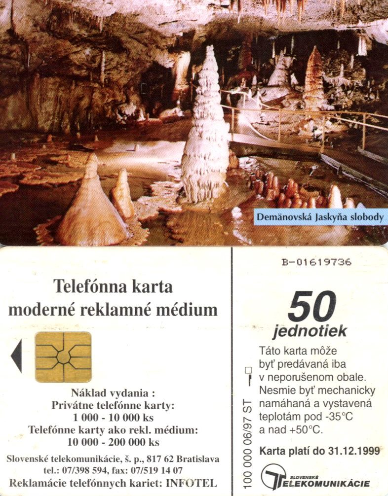 Tel.Karta, 1997 Slovensko, ST, Demänovská Jaskyňa Slobody (06/97)