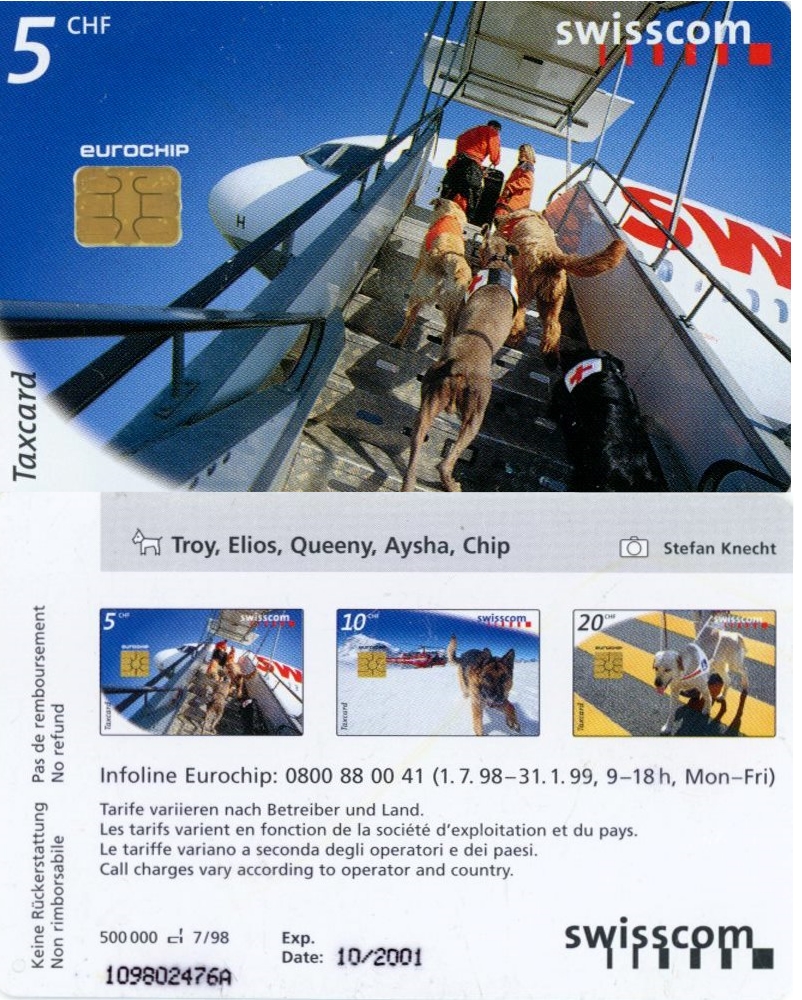 Tel.Karta, 1998 Švajčiarsko, swisscom, Troy, Elios, Queeny, Aysha, Chip 