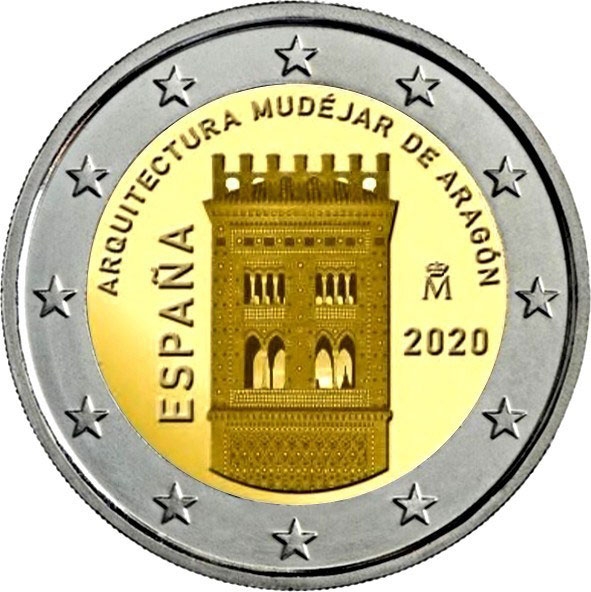 2 euro 2020 Španielsko cc. UNC, Aragónsko