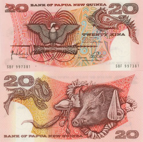 20 Kina 1989-2001 Papua Nová Guinea UNC séria SBF