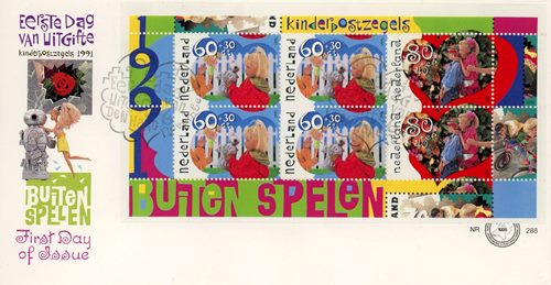 FDC, 1991, Holandsko, známky deti