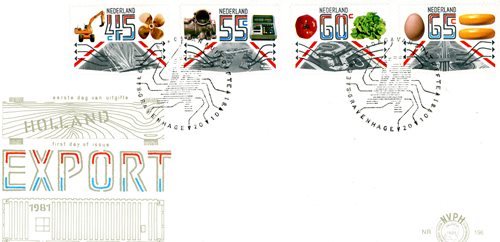 FDC, 1981, Holandsko, Vývoz priemyselných a poľnohospodárskych výrobkov