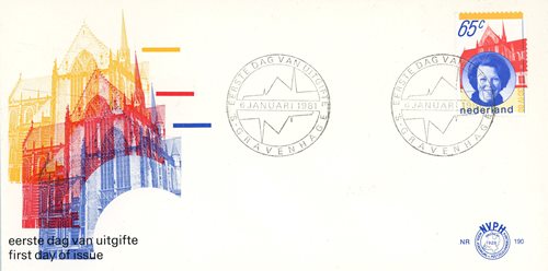 FDC, 1981, Holandsko, kráľovná Beatrix, kostol
